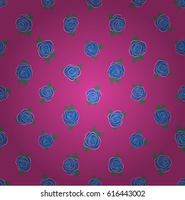 Pink and blue roses. Trendy vector seamless Floral Pattern.