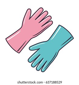 Pink and blue rubber gloves.