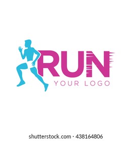 Pink Blue Running Logo Design Concept Stock Vector (Royalty Free ...