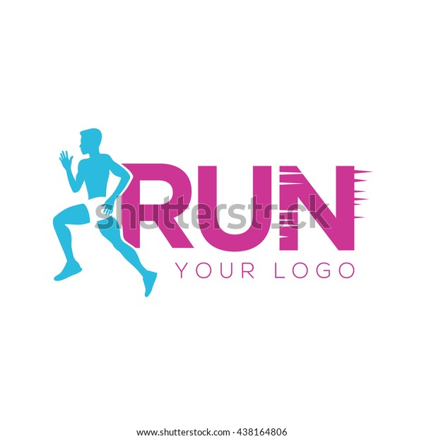 Pink Blue Running Logo Design Concept Stock Vector (Royalty Free ...