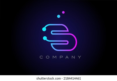 pink blue S dot line alphabet letter logo icon design. Creative template for company and business