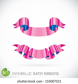 Pink & Blue Satin Ribbons Illustration, Icons, Button, Sign, Symbol, Logo with Sticker for Family, Festival Celebration, Baby, Children, Teenager, People