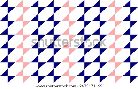 Pink and blue seamless pattern with two tone blue triangle ribbon bow cross, design for fabric print patter, seamless endless pattern, column vertical, star patter