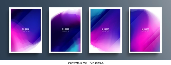 Pink and Blue. Set of abstract backgrounds with color gradients for your creative graphic design. Vector illustration.
