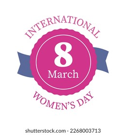 A pink and blue sign for international women's day.