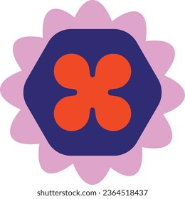 Pink Blue Simple Geometric Flower Element