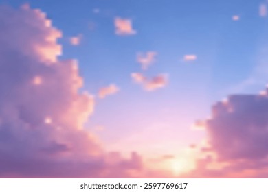 Pink and blue sky with clouds at sunset and sunlight in the evening. Winter Sky concept.