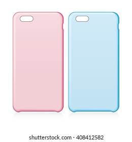 Pink and blue smartphone cases. Vector illustration