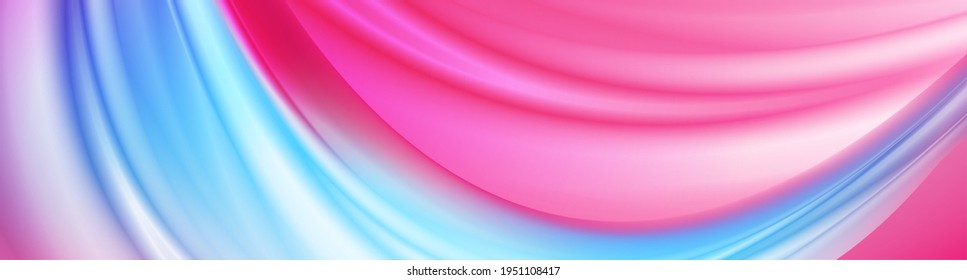 Pink blue smooth blurred waves abstract background. Vector banner design