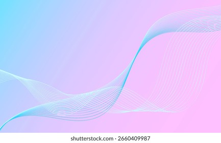pink blue smooth lines wave curves with soft gradient abstract background