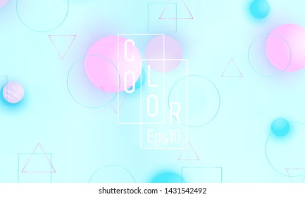 Pink and blue soft spheres. Color background. Fluid pattern. 3d geometric shapes. Vector.