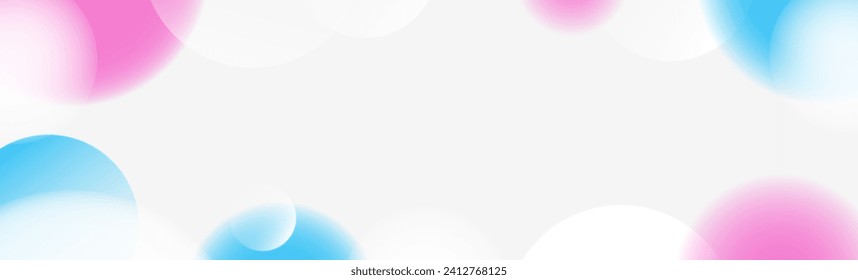 Fondo de esfera azul rosa. Resumen de burbujas flotantes de luz y papel tapiz de bolas. Fondo de círculo de gradiente suave y borroso. Plantilla de diseño horizontal para banner, afiche, presentación, folleto. Vector