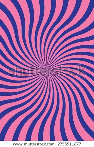 Pink and blue spiral pattern with wavy lines radiating from the center point.