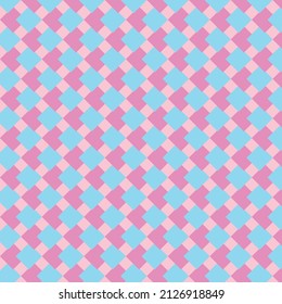 Pink and blue square pattern on pink background