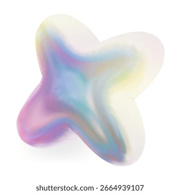 Estrella rosa y azul. Elemento de cristal cristalino de la forma 3D en colores de neón. Ilustración vectorial 3D	