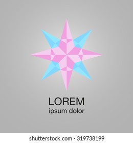 pink blue star concept logotype, compass style, vector template