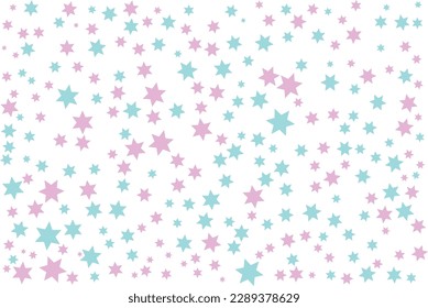 Pink and blue stars pattern on white background