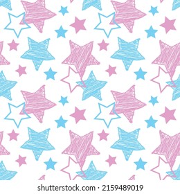 Patrón transparente de estrellas rosas y azules