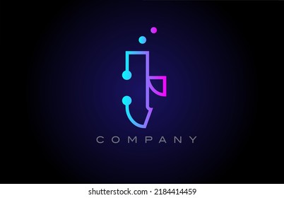 diseño de icono del logotipo de la letra del alfabeto de la línea T azul rosa. Plantilla creativa para empresas y negocios