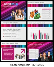 Pink and blue template for advertising brochure with business people