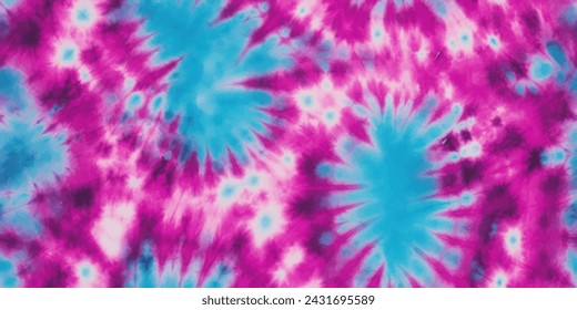 Pink and blue Tie Dye Pattern Ink , colorful tie dye pattern abstract background. Tie Dye two Tone Clouds . Abstract batik brush seamless and repeat pattern design