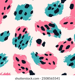Pink and blue tiger skin watercolor , Leopard seamless , animal skin.  watercolor painting patterns, Cute seamless pattern design element for sale banners, posters, labels, and gift wrapping paper.