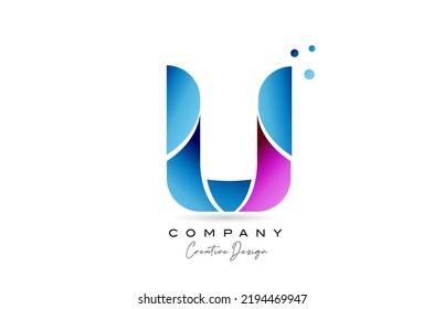 pink blue U alphabet letter logo icon design with gradient. Creative template for business and company