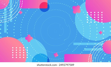 Pink and blue vector abstract background with simple geometric shapes