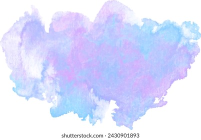 Mancha de pintura vectorial rosa y azul con textura de acuarela. Pinceladas de colores dibujadas a mano. Fondo de arte vectorial de acuarela abstracto de color pastel pintado.