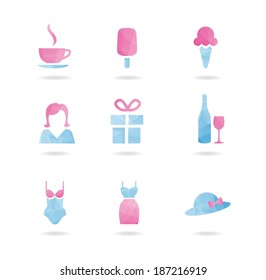 Pink and blue Vector geometric elements for web. Set of design elements