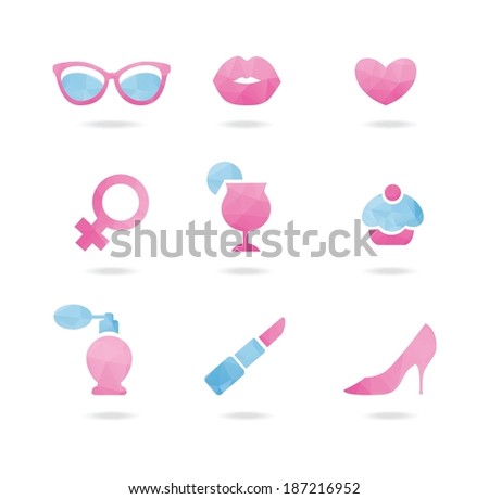 Pink and blue Vector geometric elements for web. Set of design elements