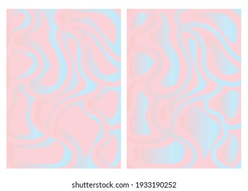 Pink and blue vector streak background in simple modern abstract style. Set of templates for wedding invitations or greeting cards, social media wallpapers.