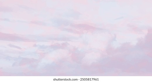 Pink and blue vector watercolor art background with clouds and sky. Hand drawn watercolor vector texture. Heaven. Abstract template for flyers, invitation cards, poster, cover design.