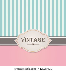 Pink and blue vintage style label frame. Vector illustration.