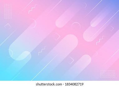 Pink blue violet geometric background with triangle circle zigzag cylindrical shape. Modern vibrant backdrop vector design.