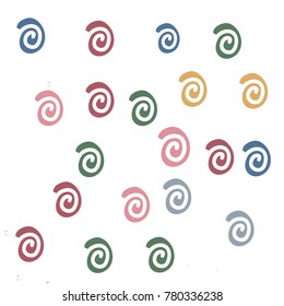 Pink, Blue, Violet and Green Snails on White Background