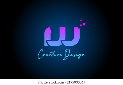 pink blue W alphabet letter logo icon design with dots. Creative template for business and company