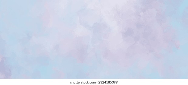 Pink and blue watercolor art background for cards, flyer, poster, banner and cover design. Sky. Clouds. Heaven. Multicolor illustration. Pastel color splashes and brushstrokes. Colorful template.