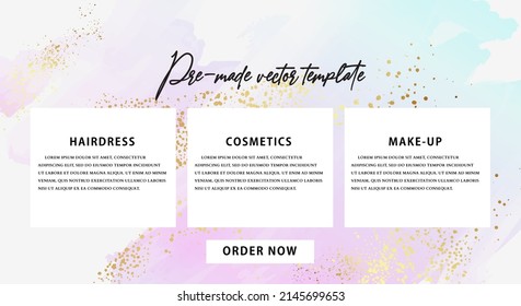 Pink blue watercolor background design , wedding invitation, social media card background template collection with gold splashes 