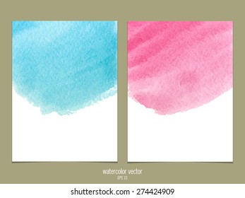 Pink and blue watercolor vector background. 