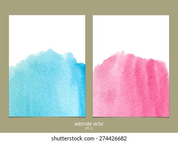 Pink and blue watercolor vector background.