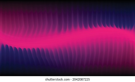 Pink and blue waves dark surface abstract vector background