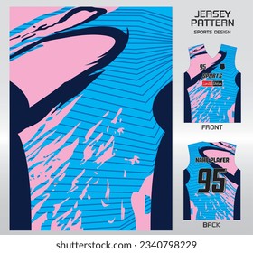 pink blue waves pattern design, illustration, textile background for sports t-shirt, football jersey shirt mockup for football club. consistent front view