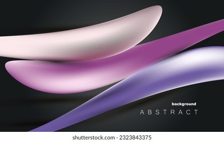 El líquido rosa, azul y blanco en 3d forma las olas abstractas de lujo en un fondo gris oscuro. Diseño vectorial de fluidos futuristas.