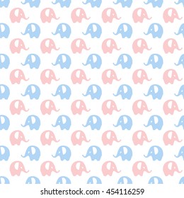 pink, blue & white elephants pattern, seamless texture background