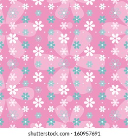 pink blue and white flowers pattern