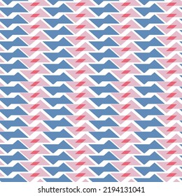 Pink, blue and white seamless vector background with abstract fishbone pattern. Perfect for fabric, gift wrap, wall paper, scrapbooking, home decor, projects, quilting and invitations.