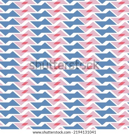 Pink, blue and white seamless vector background with abstract fishbone pattern. Perfect for fabric, gift wrap, wall paper, scrapbooking, home decor, projects, quilting and invitations.
