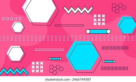 Vector azul y blanco rosa abstracto plano geométrico memphis hipster Formas de fondo