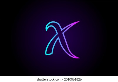 pink blue X line alphabet letter logo for business and company. Creative template design for lettering and corporate 